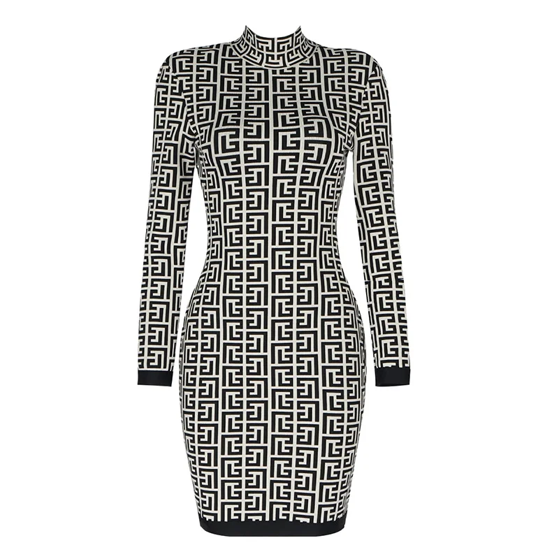 HIGH QUALITY Newest 2021 Runway Baroque Designer Fashion Women's Long Sleeve Geometrical Jacquard Knitted Sheath Dress
HIGH QUALITY Newest 2021 Runway Baroque Designer Fashion Women's Long Sleeve Geometrical Jacquard Knitted Sheath Dress