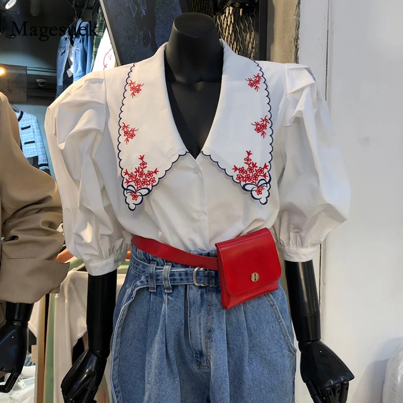 Summer Floral Embroidery Women Tops 2021 Korean Sweet Puff Half Sleeve Woman Blouses Loose Short Shirt Blusas 14172
Summer Floral Embroidery Women Tops 2021 Korean Sweet Puff Half Sleeve Woman Blouses Loose Short Shirt Blusas 14172