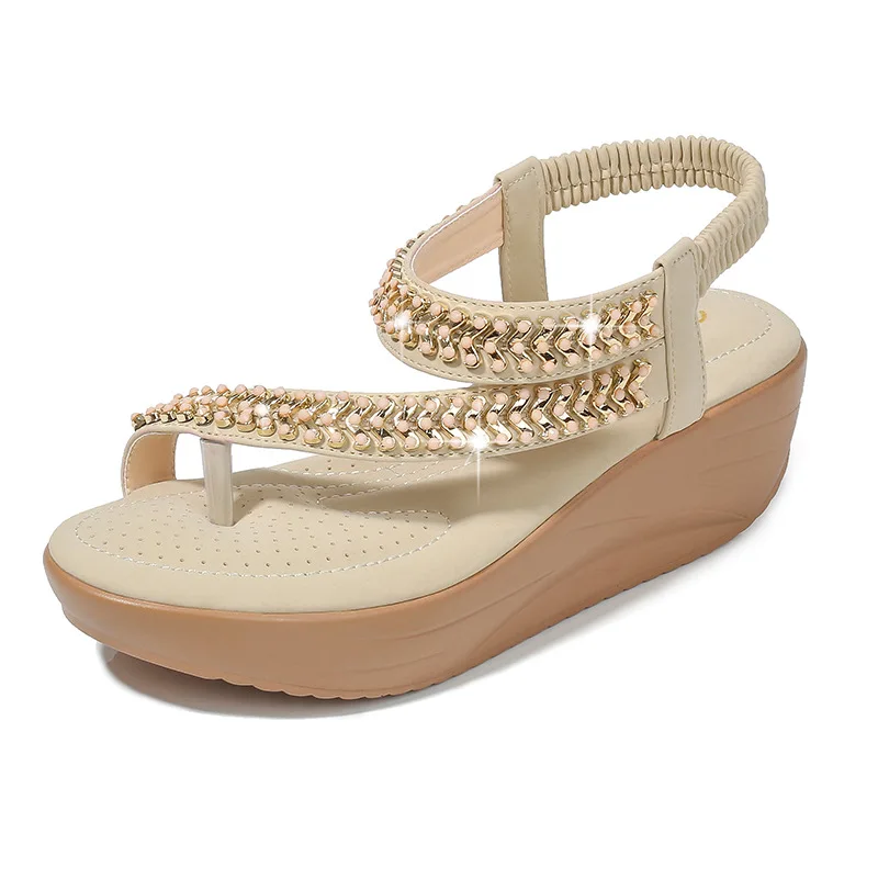Summer Sandals Solid Color Wedges Women Shoes Open Toe Shoes Elastic Band Rhinestone Women Sandals Fashion Shoes Large Size 42
Summer Sandals Solid Color Wedges Women Shoes Open Toe Shoes Elastic Band Rhinestone Women Sandals Fashion Shoes Large Size 42