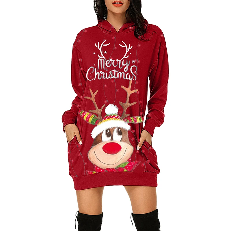 Винтажное женское платье-свитшот с рождественским принтом, осенне-зимнее модное мини-платье с карманами и капюшоном, женское Повседневное ... 
Винтажное женское платье-свитшот с рождественским принтом, осенне-зимнее модное мини-платье с карманами и капюшоном, женское Повседневное ...