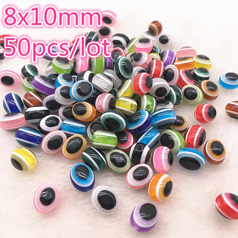NEW 50PCS 8x10mm Charms multicolor Beads Oval Evil Eye Resin Beads Stripe Spacer Beads For Jewelry Making DIY Bracelet Beads
NEW 50PCS 8x10mm Charms multicolor Beads Oval Evil Eye Resin Beads Stripe Spacer Beads For Jewelry Making DIY Bracelet Beads
