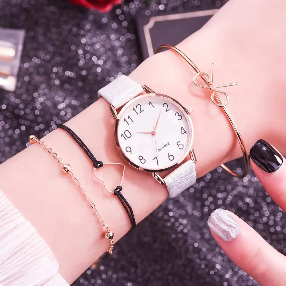 4pcs Set New Fashion Montre Femme Kadin Saat Watch Women Geneva Hours Clock Leather Quartz Ladies Watch Relogio Feminino
4pcs Set New Fashion Montre Femme Kadin Saat Watch Women Geneva Hours Clock Leather Quartz Ladies Watch Relogio Feminino