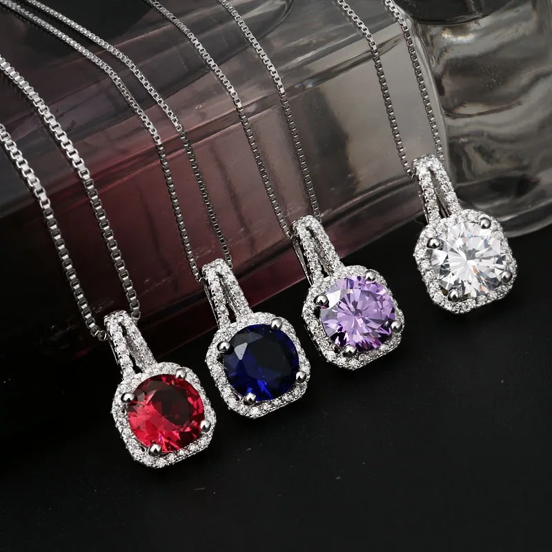 New Fashion 925 Sterling Silver Shiny Zircon Square Diamond Pendant Necklaces 4 Colors Women Clavicle Chain Fine Jewelry 
New Fashion 925 Sterling Silver Shiny Zircon Square Diamond Pendant Necklaces 4 Colors Women Clavicle Chain Fine Jewelry
