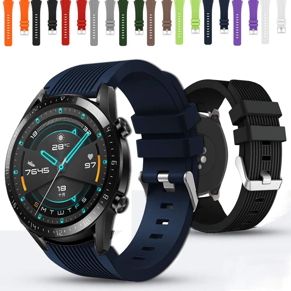 Силиконовый ремешок 22 мм для Huawei Watch GT 2 46 спортивный браслет часов 3 4/GT Pro/GT