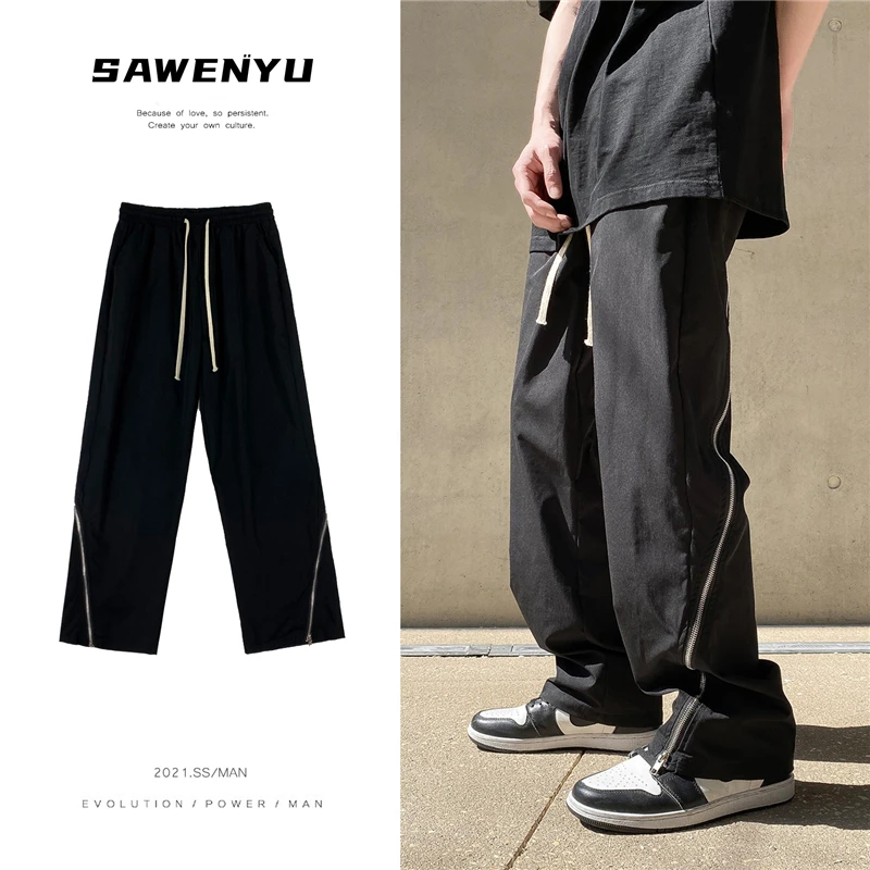 Spring And Summer Wide-leg Pants Men's Fashion Zipper Casual Pants Men Streetwear Loose Hip-hop Straight Pants Mens Trousers
Spring And Summer Wide-leg Pants Men's Fashion Zipper Casual Pants Men Streetwear Loose Hip-hop Straight Pants Mens Trousers