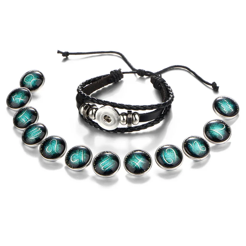 Bracelet For Men And Women With 12 Constellation Glass Ball Handmade Knitted Leather Bracelets Retro Bangle Jewelry Accessories 
Bracelet For Men And Women With 12 Constellation Glass Ball Handmade Knitted Leather Bracelets Retro Bangle Jewelry Accessories