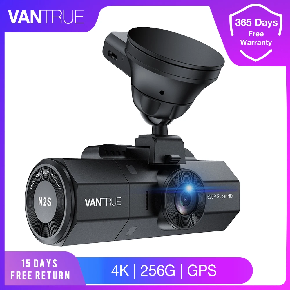 Видеорегистратор Vantrue автомобильная камера с разрешением 3840*2160P 4K GPS функцией