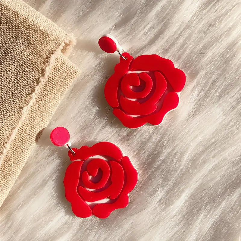 For Women Simple Flowers Dangle Earrings Fashion Jewelry Female Gifts Vintage Elegant Mini Hollow Out Red Rose Acrylic Earrings
For Women Simple Flowers Dangle Earrings Fashion Jewelry Female Gifts Vintage Elegant Mini Hollow Out Red Rose Acrylic Earrings