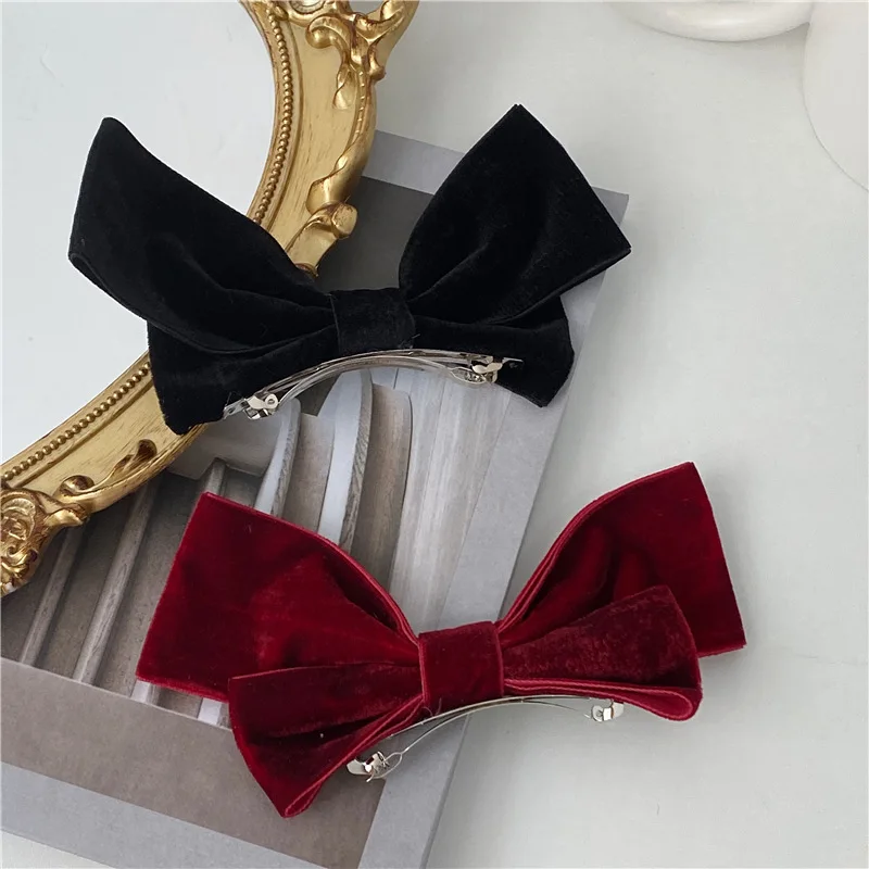 

1PC Fashion Black Barrette Bow Hairpin Woman Girls Head Top Clip Sweet Hairclips Simple Super Fairy Headdress Hair Accessories