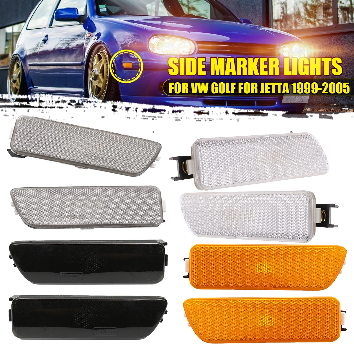 Front Side Marker Lights Turn Signal Lamp Indicators for Volkswagen Golf for Jetta Bora MK4 1999-2005 Blinker Yellow Black Lens
Front Side Marker Lights Turn Signal Lamp Indicators for Volkswagen Golf for Jetta Bora MK4 1999-2005 Blinker Yellow Black Lens
