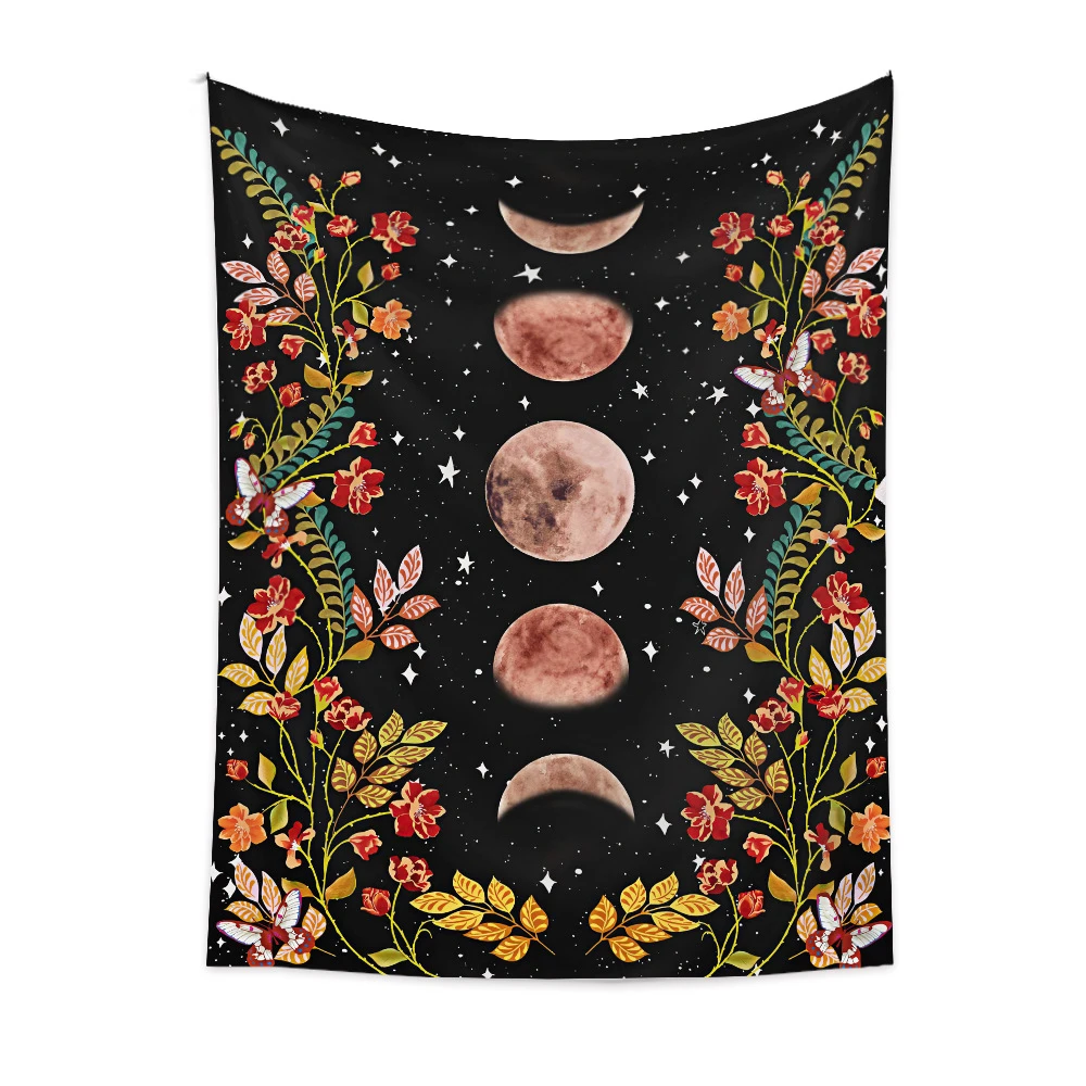 Moonlit Garden Tapestry, Moon Phase Surrounded by Plants and Flowers Black Wall Hanging Blanket
Moonlit Garden Tapestry, Moon Phase Surrounded by Plants and Flowers Black Wall Hanging Blanket