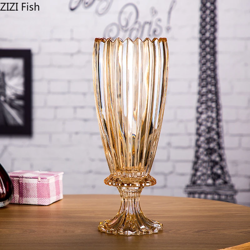 Modern Simple Large Golden Glass Flower Vase Living Room Coffee Table Decoration Bottle Art Vertical Stripe Vase Home Decoration
Modern Simple Large Golden Glass Flower Vase Living Room Coffee Table Decoration Bottle Art Vertical Stripe Vase Home Decoration