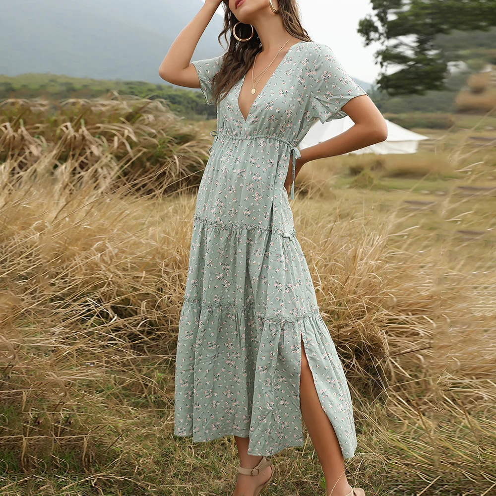 Sexy Deep V Neck Short Sleeve Boho Maxi Woman Dress 2021 Summer Beach Casual Bohemia Elegant Ladies Dresses For Women Robe Femme
Sexy Deep V Neck Short Sleeve Boho Maxi Woman Dress 2021 Summer Beach Casual Bohemia Elegant Ladies Dresses For Women Robe Femme