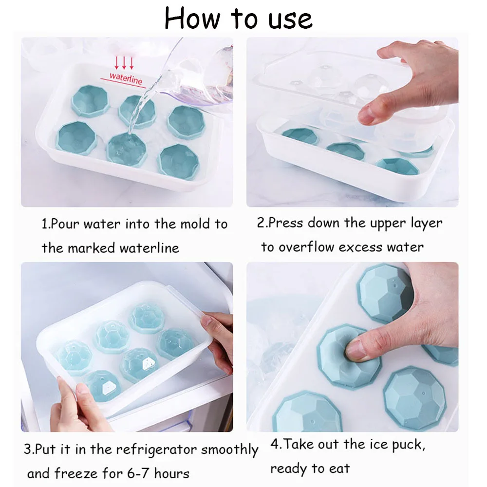 Zhangji 6 Grid Ice Tray Food Grade Silicone with Lid Ice Cube Mold Whiskey Ice Cube Maker Ball Mold, Reusable and BPA Free
Zhangji 6 Grid Ice Tray Food Grade Silicone with Lid Ice Cube Mold Whiskey Ice Cube Maker Ball Mold, Reusable and BPA Free