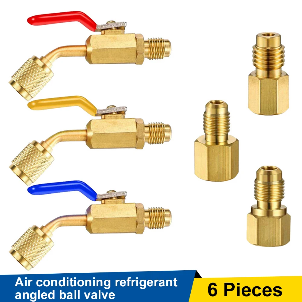 6Pieces Air Conditioning Refrigerant Angled Compact Ball Valve 1/4 Inch for R410A R134A R12 R22 AC HVAC 6014 Vacuum Pump Adapter
6Pieces Air Conditioning Refrigerant Angled Compact Ball Valve 1/4 Inch for R410A R134A R12 R22 AC HVAC 6014 Vacuum Pump Adapter
