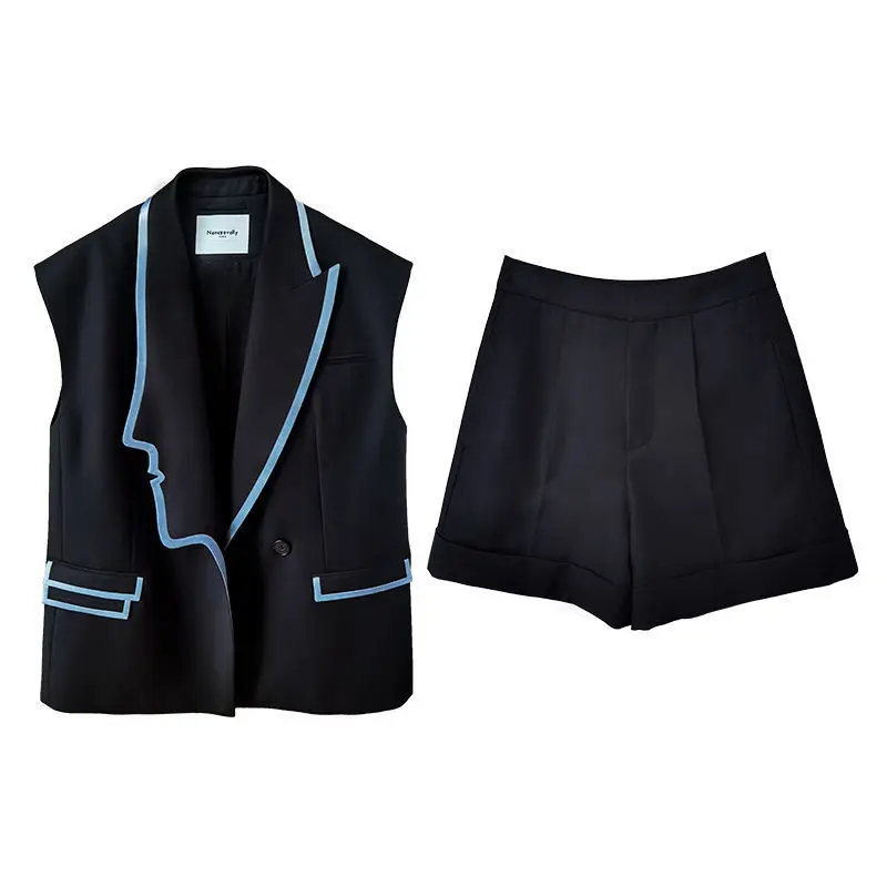Sister Fara Fashion Sleeveless Vest Blazers Women's Summer Suit+High Waist Loose Button Fly Shorts Ladies Casual Two Piece Set
Sister Fara Fashion Sleeveless Vest Blazers Women's Summer Suit+High Waist Loose Button Fly Shorts Ladies Casual Two Piece Set
