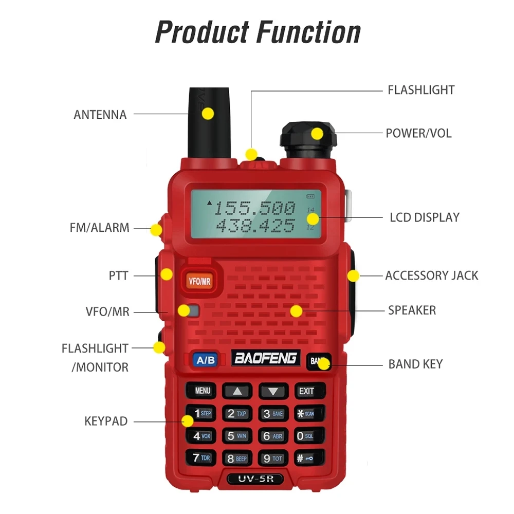 Baofeng UV-5R иди и болтай Walkie Talkie “иди Мощность 5 Вт портативные рации двухстороннее Ham