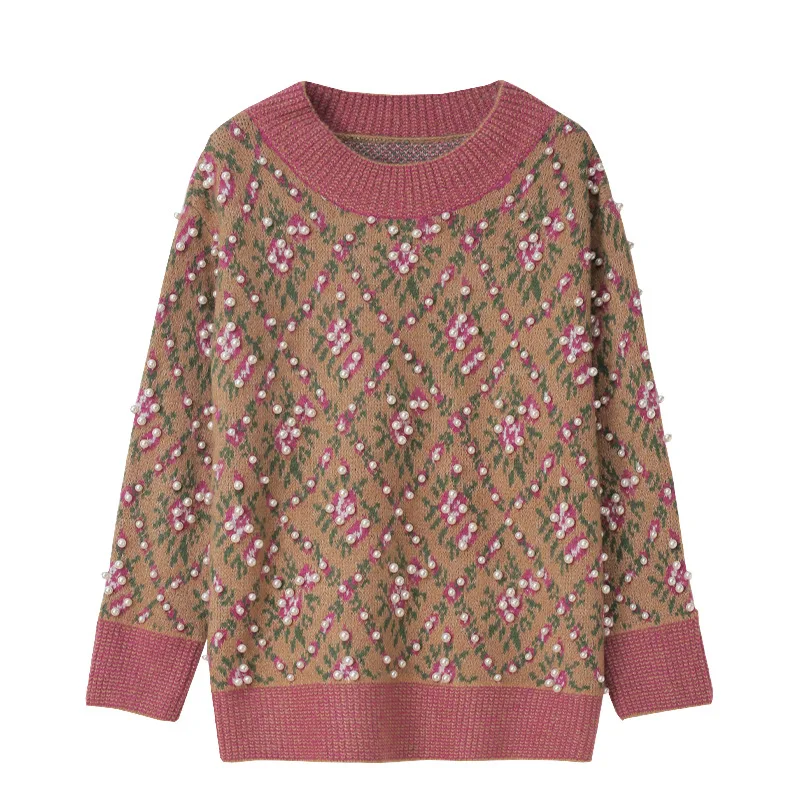High Quality Vintage Sweater Women High Quality Beading O-Neck Office Lady Casual Long Sleeve Knitted Pullover Femmes Jumper
High Quality Vintage Sweater Women High Quality Beading O-Neck Office Lady Casual Long Sleeve Knitted Pullover Femmes Jumper