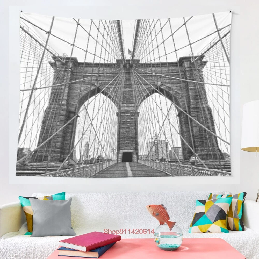 

Brooklyn Bridge tapestry Mosaic Style Hippie Boho Wall Tapestries Mandala Fabric Mat Living Room Decor