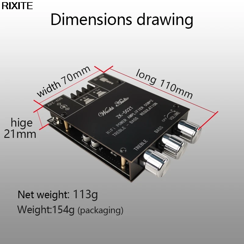 Плата усилителя ZK-502T TPA3116D2 50 Вт + сабвуфера Bluetooth 5 0 2 каналов мощный аудио стерео