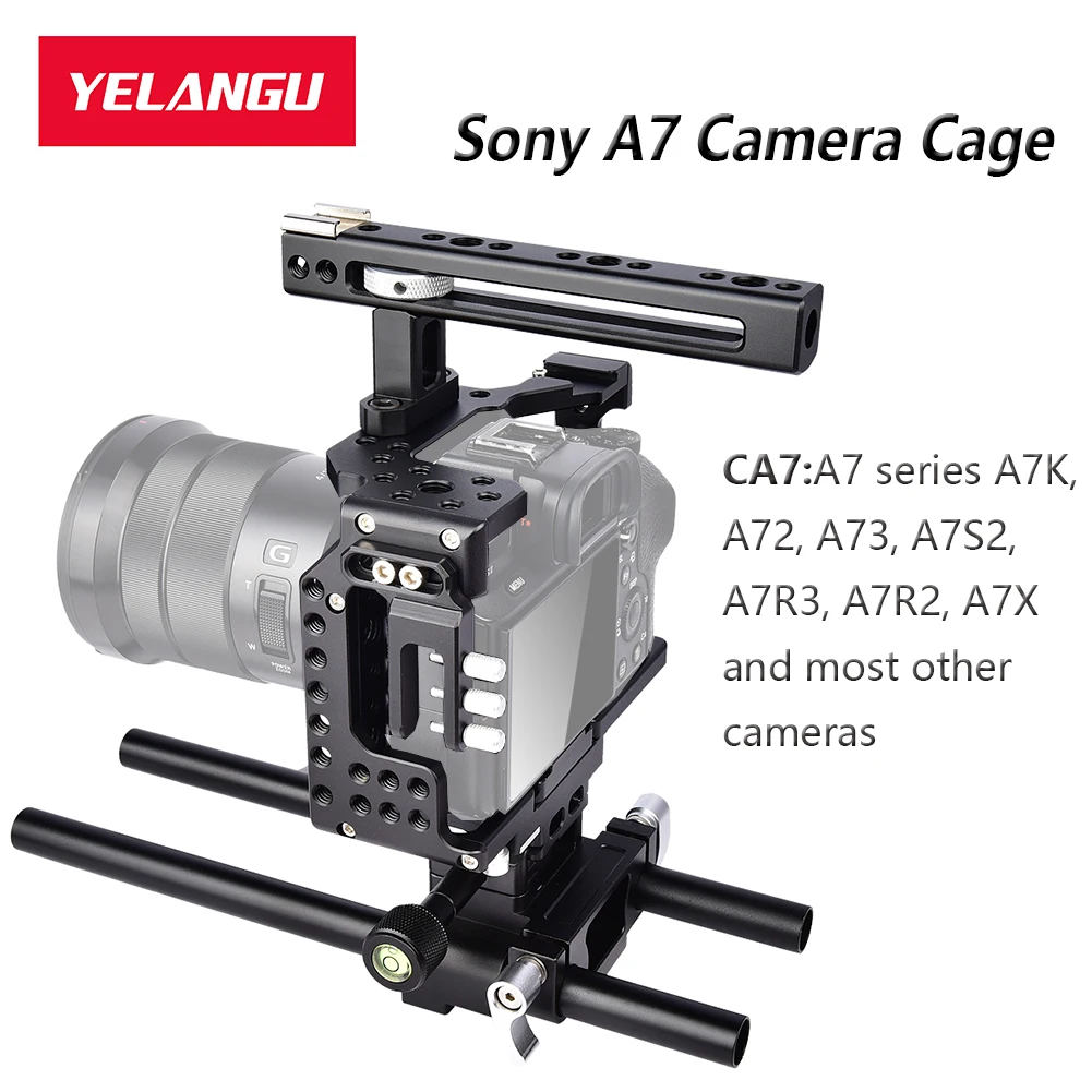 YELANGU CA7 Professional Camera Cage Aluminum Alloy DSLR Shooting Video Smallrig With Top Handle for Sony A7 Series A7s A7r3 A9
YELANGU CA7 Professional Camera Cage Aluminum Alloy DSLR Shooting Video Smallrig With Top Handle for Sony A7 Series A7s A7r3 A9