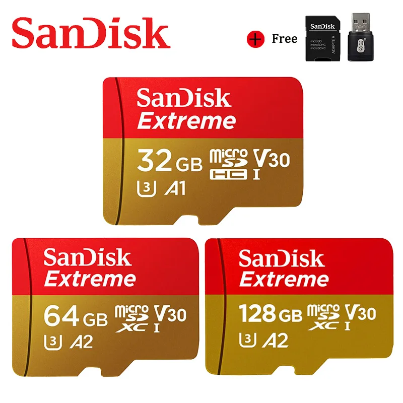 Карта памяти Micro SD Sandisk для телефона A2 A1 V30 U3 4K карта флэш-памяти 64 ГБ 32 TF-карта 128