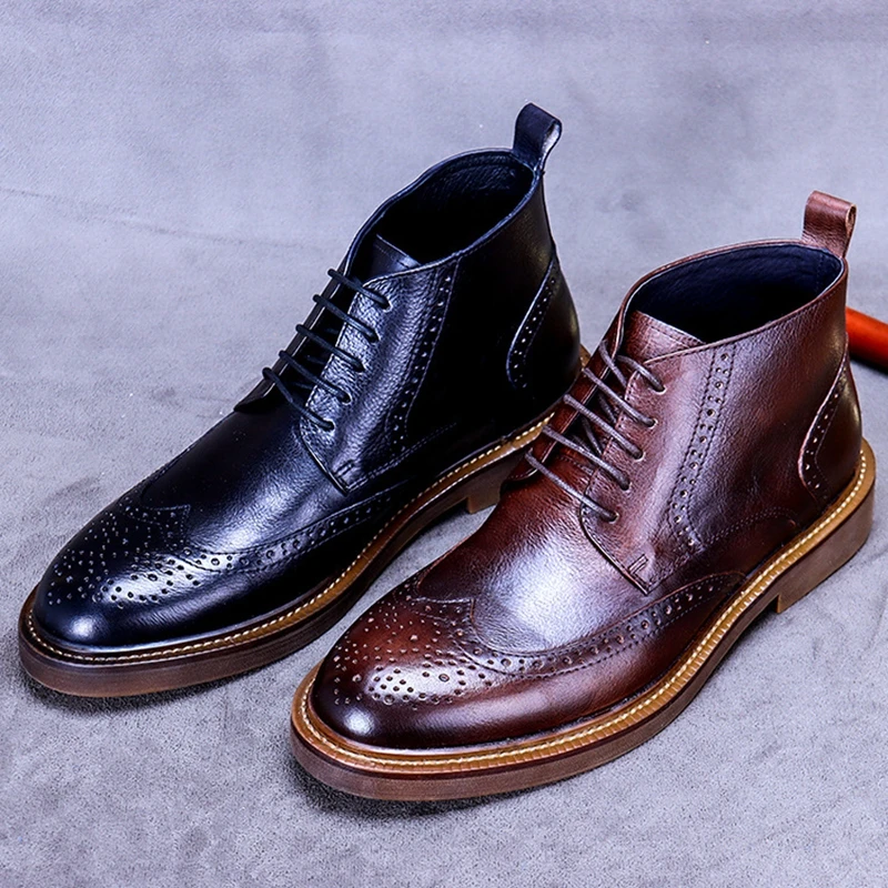 Plus Size Winter Genuine Leather Formal Dress Man Wingtip Brogue Shoes Round Toe Laces Men's Warm Snow Riding Ankle Boots SS764
Plus Size Winter Genuine Leather Formal Dress Man Wingtip Brogue Shoes Round Toe Laces Men's Warm Snow Riding Ankle Boots SS764