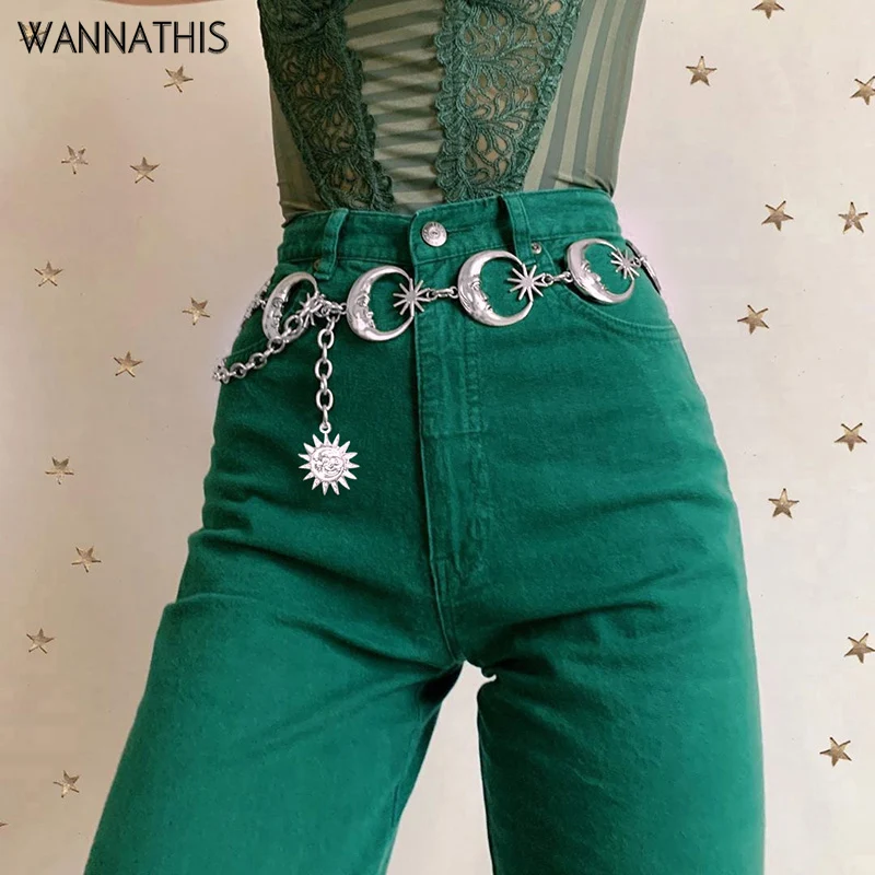 Металлические ремни в стиле панк, женские винтажные ремни с высокой талией, с цепочкой, в готическом стиле, с Луной и солнцем, серебряная под...
Металлические ремни в стиле панк, женские винтажные ремни с высокой талией, с цепочкой, в готическом стиле, с Луной и солнцем, серебряная под...