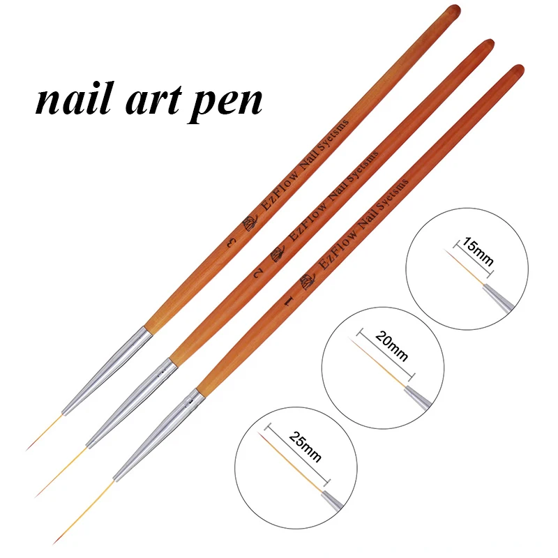 2021 15/20/25mm 3pcs/set Nail Art Brush Wooden Handle French Lines Stripe Flower Painting Drawing Liner Pen Manicure Tool 
2021 15/20/25mm 3pcs/set Nail Art Brush Wooden Handle French Lines Stripe Flower Painting Drawing Liner Pen Manicure Tool