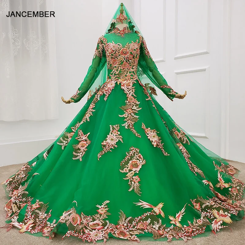 HTL1272 2020 evening dress long sleeve high neck applique pattern beading green luxury muslim evening dress sukienki wieczorowe
HTL1272 2020 evening dress long sleeve high neck applique pattern beading green luxury muslim evening dress sukienki wieczorowe