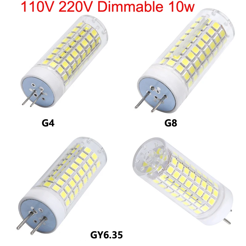

5PCS 110v 220v Dimmable G9 E11 E12 E14 E17 BA15D G4 GY6.35 G8 LED Bulb LED Mini Corn Bulb Crystal Chandelier Lights 10W 102 leds