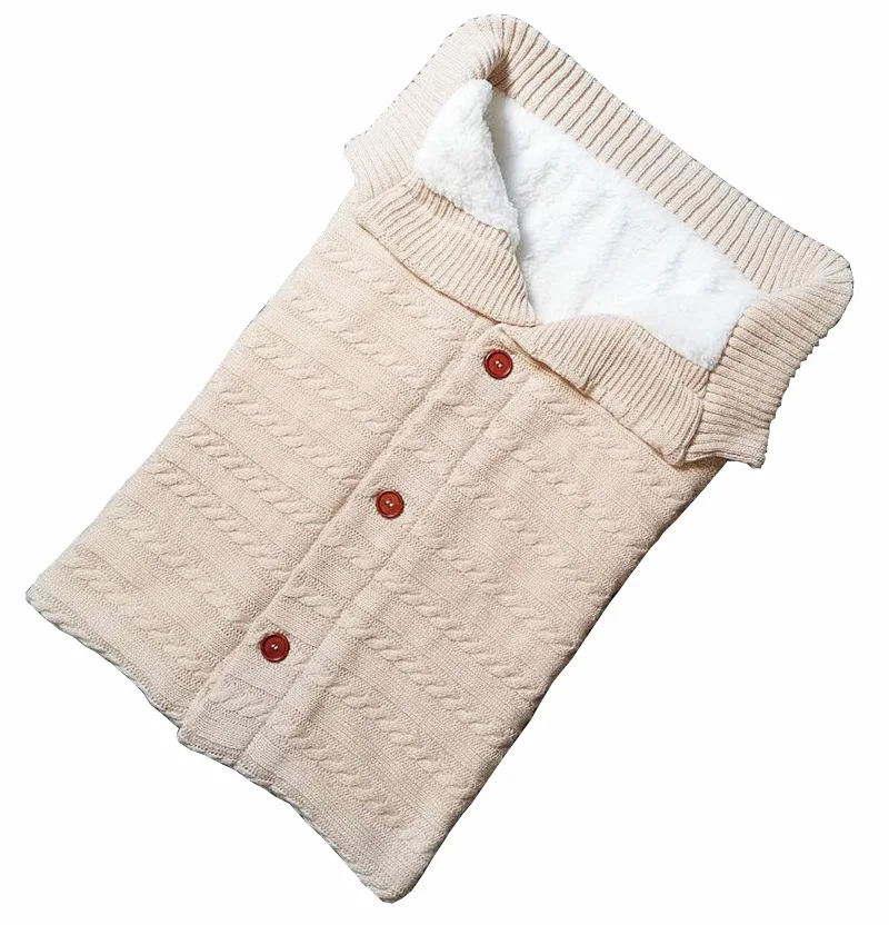 Теплый для детской коляски осенне-зимний спальный мешок вязаная Пеленка-конверт
