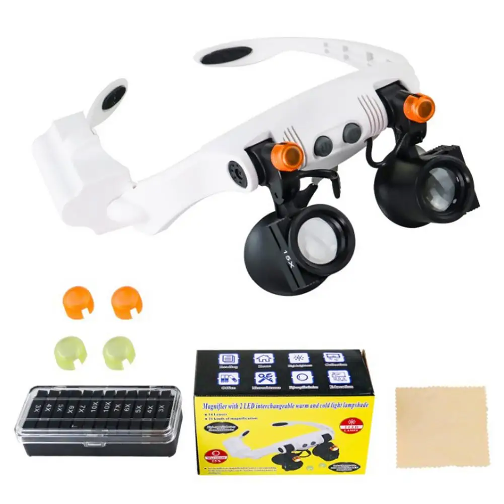3X 4X 5X 6X 7X 10X 15X LED Magnifying Adjustable Head Magnifier Bracket Loupe With LED Lights Tool Headband Magnifier Glasses
3X 4X 5X 6X 7X 10X 15X LED Magnifying Adjustable Head Magnifier Bracket Loupe With LED Lights Tool Headband Magnifier Glasses