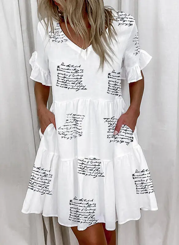 Casual Ruffles Loose V-Neck Dress Women Summer Short Sleeve Floral Print Woman Dress Plus Size 2021 Fashion White Beach Dresses
Casual Ruffles Loose V-Neck Dress Women Summer Short Sleeve Floral Print Woman Dress Plus Size 2021 Fashion White Beach Dresses