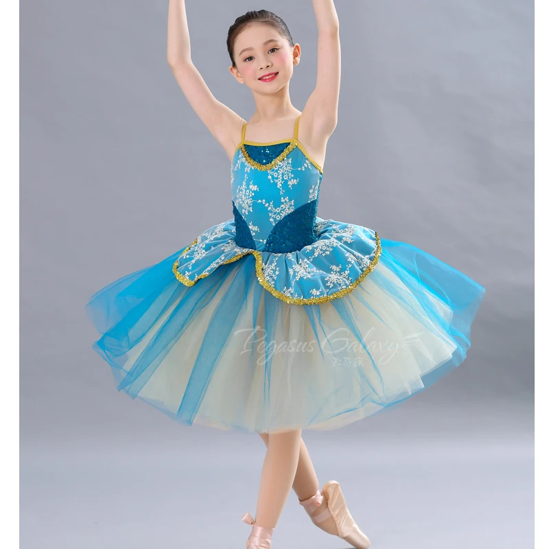 2020 Female Children's Ballet Tutu Skirts Giselle Swan White Romantic Style Long Dance Costumes Ballerina Dress | Тематическая