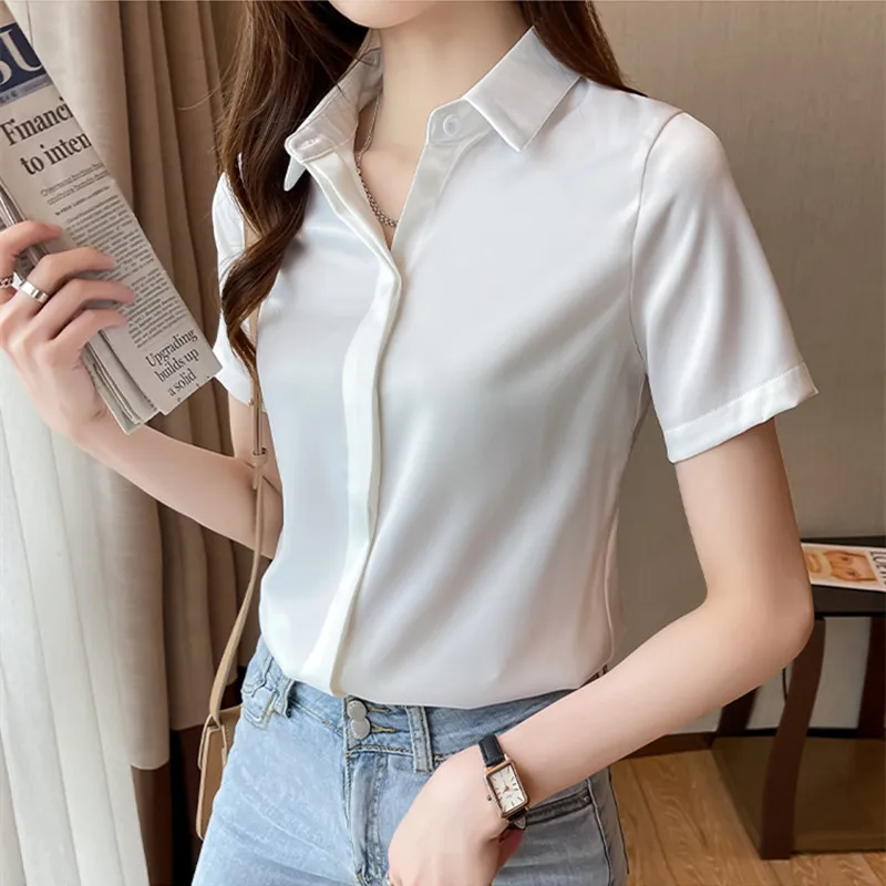 Fashion Woman Top Blouses 2021 Short Sleeve Shirts Polo-Neck Blouses and Shirts Solid Women Tops Basic OL Womens Summer Clothing
Fashion Woman Top Blouses 2021 Short Sleeve Shirts Polo-Neck Blouses and Shirts Solid Women Tops Basic OL Womens Summer Clothing