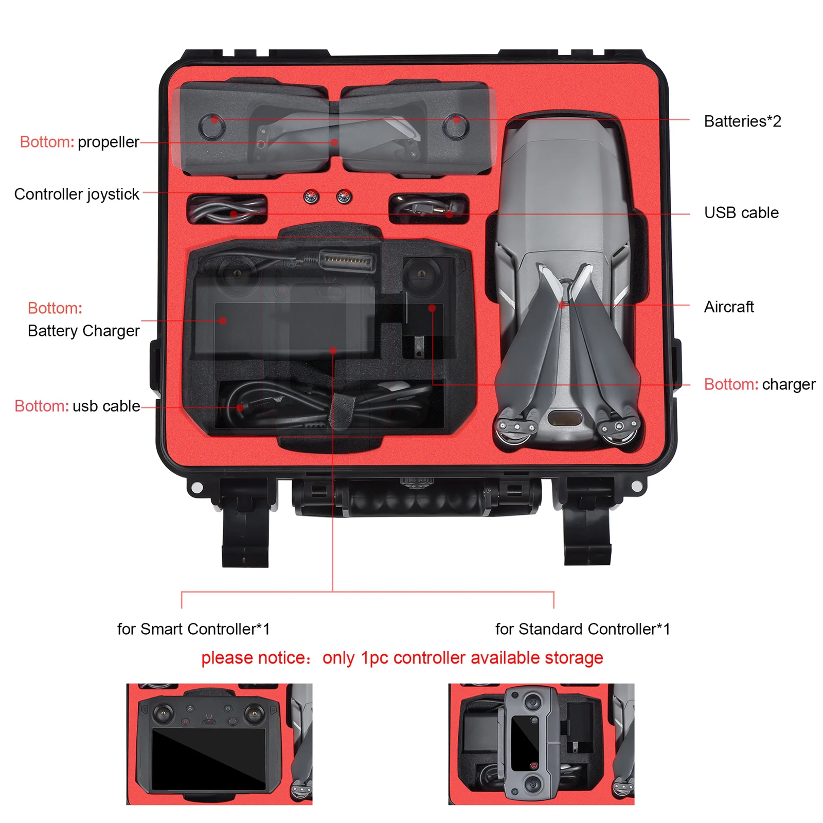 Storage Bag Case Large Capacity for DJI Mavic 2 Hardshell Protective Wear-resistant
Storage Bag Case Large Capacity for DJI Mavic 2 Hardshell Protective Wear-resistant