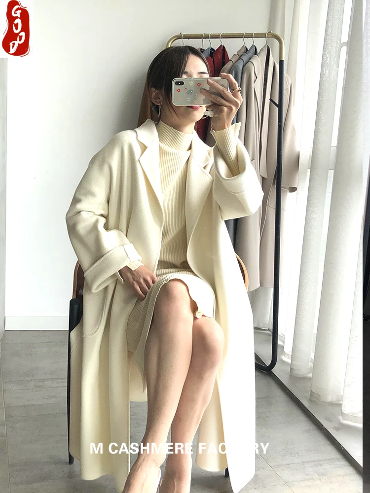 Winter Elegant Luxury 95% Cashmere Coat Women Autumn Wool Coat Female Jacket + Belt Clothes 2021 Vintage Long Coat LW1650 
Winter Elegant Luxury 95% Cashmere Coat Women Autumn Wool Coat Female Jacket + Belt Clothes 2021 Vintage Long Coat LW1650