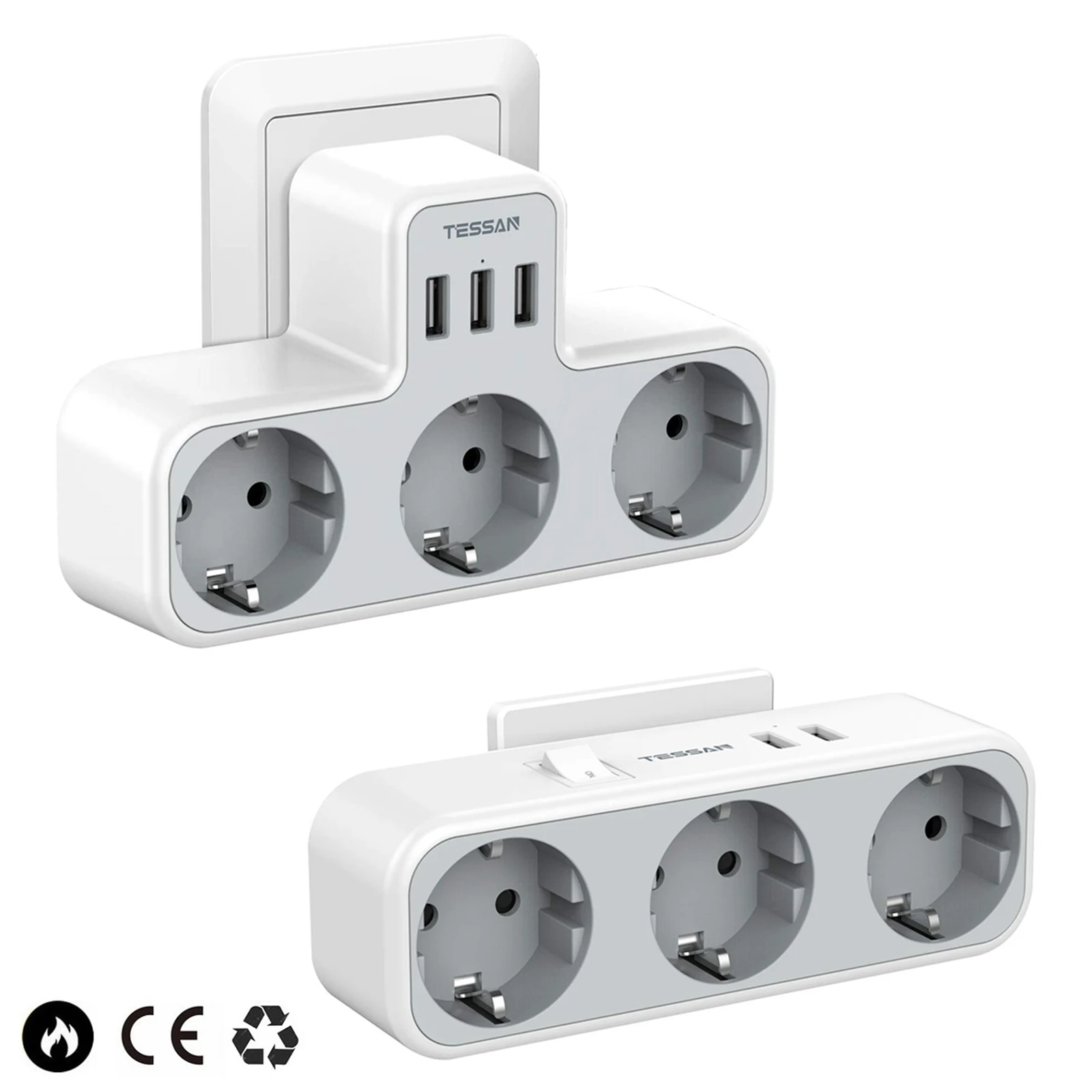 USB-розетка TESSAN Сетевая розетка с 1/3 розетками и 2/3 USB-портами | Электроника