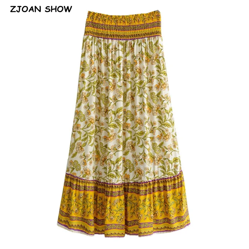 Bohemia Yellow Contrast color Floral Print Long Skirt Stitching Ruched Ruffle Hem Holiday Women Elastic Waist Swing Skirts Beach
Bohemia Yellow Contrast color Floral Print Long Skirt Stitching Ruched Ruffle Hem Holiday Women Elastic Waist Swing Skirts Beach