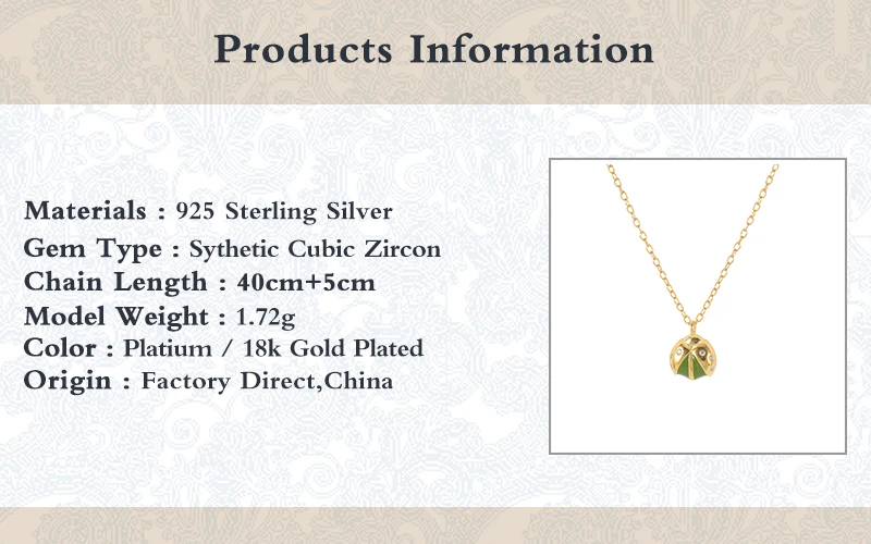 CANNER S925 Sterling Silver Pendant Necklace Red/Green Ladybug Fashion Oil Drop All-match Choker Necklace Collares para mujer
CANNER S925 Sterling Silver Pendant Necklace Red/Green Ladybug Fashion Oil Drop All-match Choker Necklace Collares para mujer