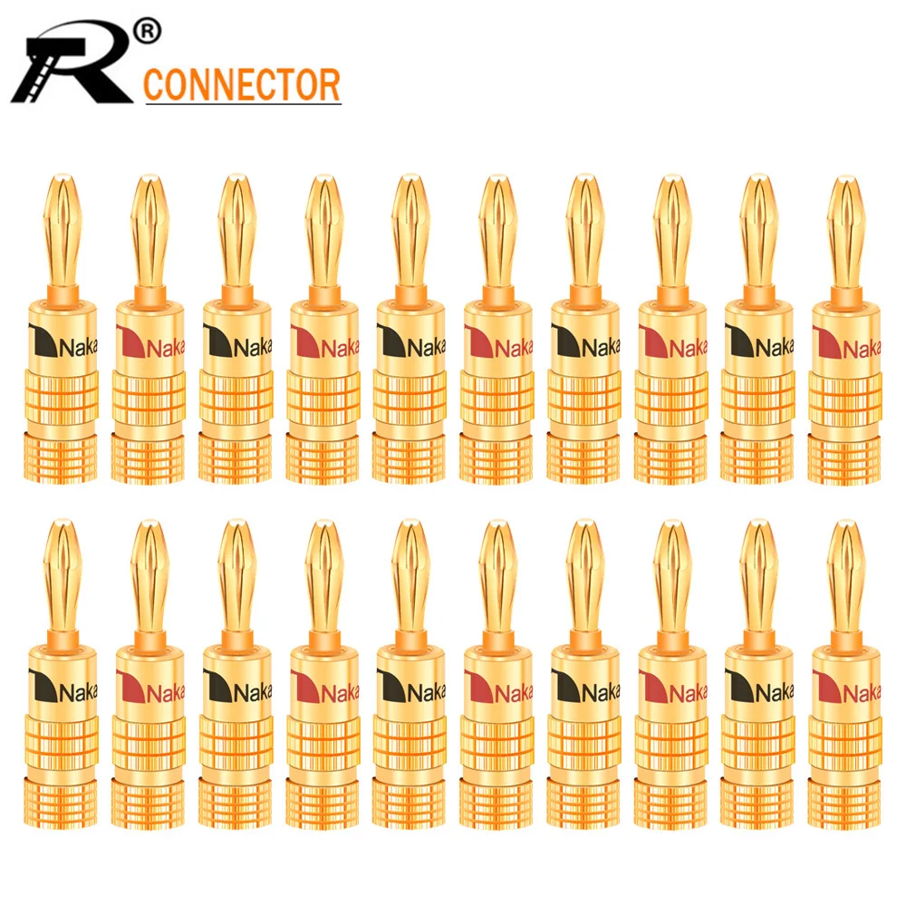 20pcs/10pairs Nakamichi BANANA PLUGS 24K Gold-plated 4MM Banana Connector with Screw Lock For Audio Jack Speaker Plugs Black&Red
20pcs/10pairs Nakamichi BANANA PLUGS 24K Gold-plated 4MM Banana Connector with Screw Lock For Audio Jack Speaker Plugs Black&Red