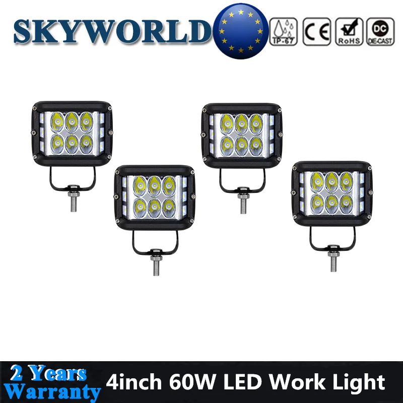 4pcs/Lot 4inch 12LED Lights Bar 3-Side-Shooter 60W Spot Flood Driving Work Light 12V 24V For Jeep 4x4 Niva Lada Uaz SUV ATV Boat
4pcs/Lot 4inch 12LED Lights Bar 3-Side-Shooter 60W Spot Flood Driving Work Light 12V 24V For Jeep 4x4 Niva Lada Uaz SUV ATV Boat