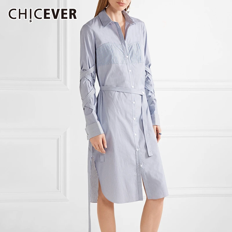 CHICEVER Korean Patchwork Striped Hit Color Dress Women Lapel Collar Long Sleeve High Waist Lace Up Dresses Female 2020 Clothes
CHICEVER Korean Patchwork Striped Hit Color Dress Women Lapel Collar Long Sleeve High Waist Lace Up Dresses Female 2020 Clothes