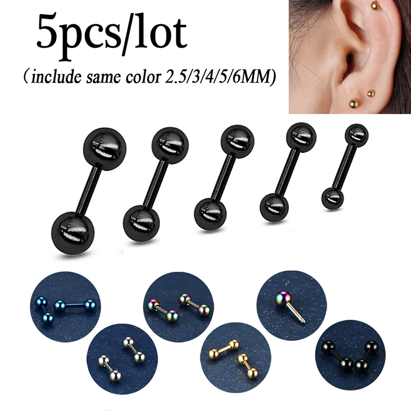 5pc Stainless Steel Cartilage Earring Tragus Helix Bar Barbell Daith Ring Stud Earing Ear Piercing Body Jewelry 2.5-6mm Ball 16G
5pc Stainless Steel Cartilage Earring Tragus Helix Bar Barbell Daith Ring Stud Earing Ear Piercing Body Jewelry 2.5-6mm Ball 16G