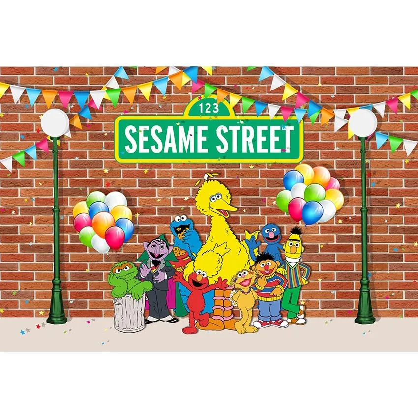 

7x5ft Vintage Red Brick Wall Sesame Street Prom Party Cookie Custom Photo Studio Background Backdrop Vinyl Banner 220cm x 150cm