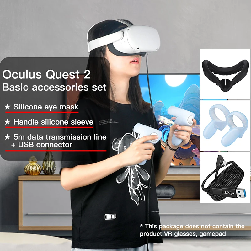 For Oculus Quest 2 Accessory Kit Silicone Eye Mask Handle Sleeve Transmission Line 5m Data Cable Hibloks Parts Combo 
For Oculus Quest 2 Accessory Kit Silicone Eye Mask Handle Sleeve Transmission Line 5m Data Cable Hibloks Parts Combo