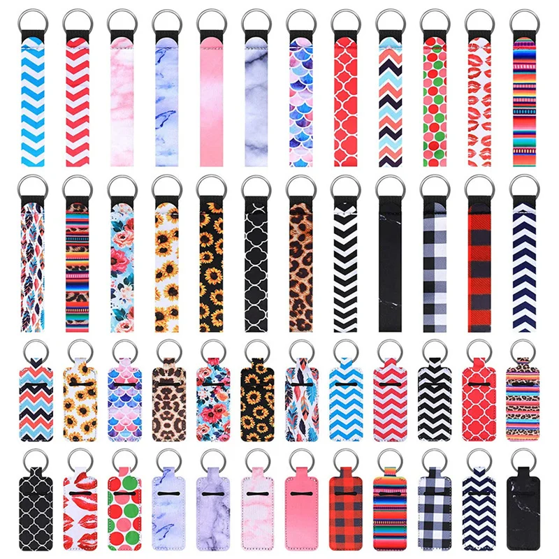 200Set/Lot Various styles Chapstick Holder Keychain with Wristlet Lanyard Neoprene Lipstick Holder Keychain Party Gift Wholesale
200Set/Lot Various styles Chapstick Holder Keychain with Wristlet Lanyard Neoprene Lipstick Holder Keychain Party Gift Wholesale