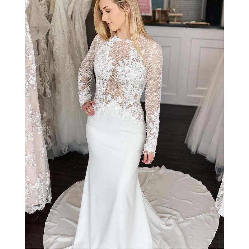 Кружевная атласная шифоновая аппликация цвета слоновой кости с длинными рукавами в пол с юбкой-годе/искусственным шлейфом для часовни на з...
Кружевная атласная шифоновая аппликация цвета слоновой кости с длинными рукавами в пол с юбкой-годе/искусственным шлейфом для часовни на з...