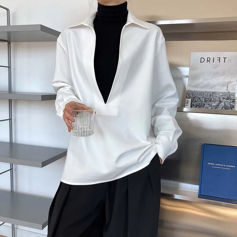 Sister Fara New Spring 2021 Big V-Neck Shirts Women Loose Pullover Blouses Long Sleeve Shirt Office Lady Solid Casual Blouses
Sister Fara New Spring 2021 Big V-Neck Shirts Women Loose Pullover Blouses Long Sleeve Shirt Office Lady Solid Casual Blouses